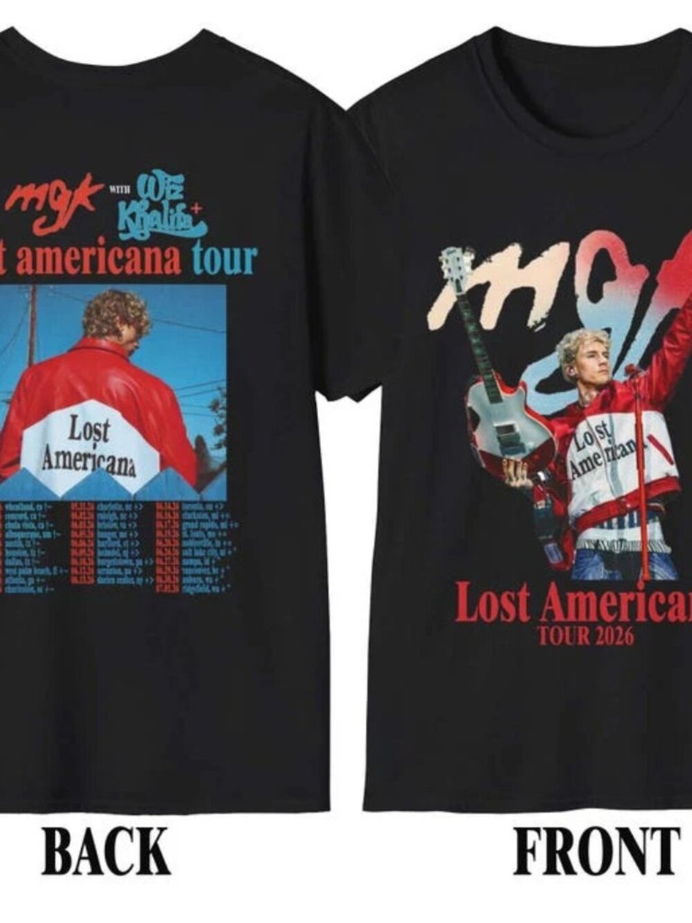 MGK Machine Gun Kelly Wiz Khalifa 2026 Tour T-Shirt Lost Americana